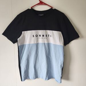 NEW SONNETI London Men’s Capri Color Block Logo Short Sleeve T-Shirt Tee M NWT